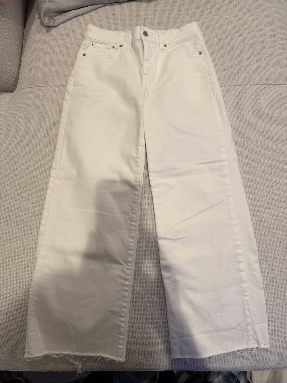 J. Crew Wide Leg Cropped Jean in All-Day Stretch in Seashell White